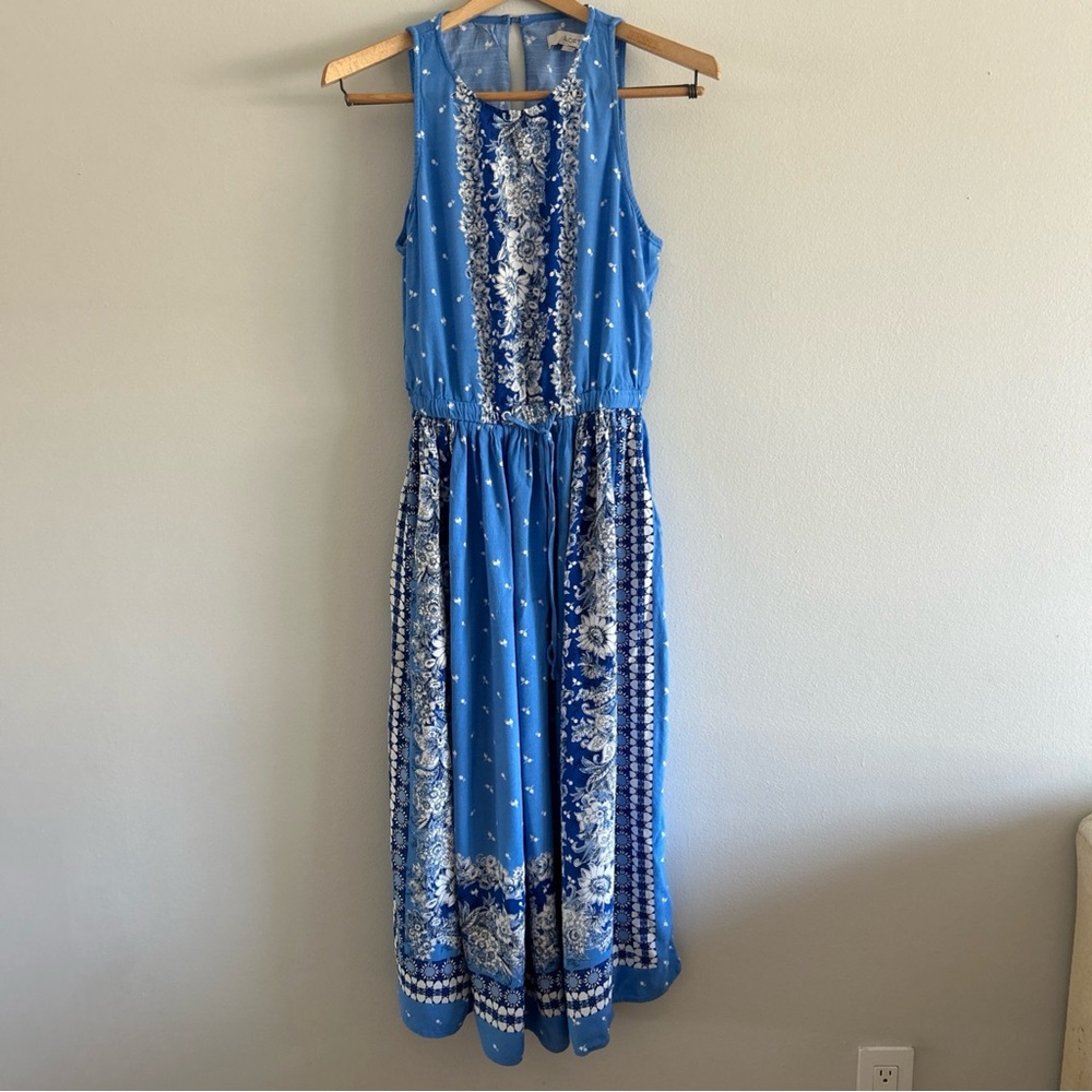 Loft Women's Sleeveless Maxi Floral Summer Sleeveless Beachy Cruise Dress SZ S